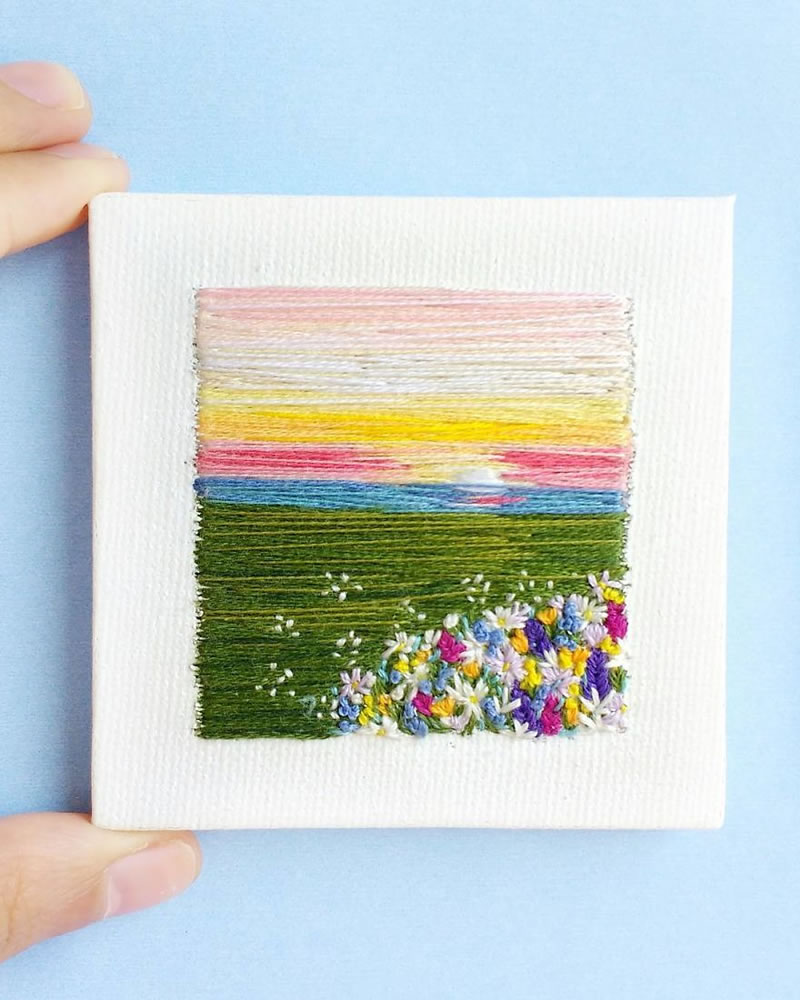 Embroidery Art Of Landscapes by Artist Carolina