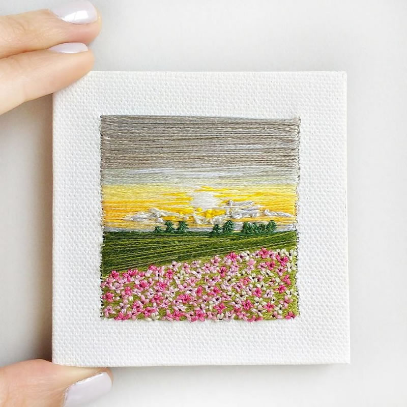 Embroidery Art Of Landscapes by Artist Carolina