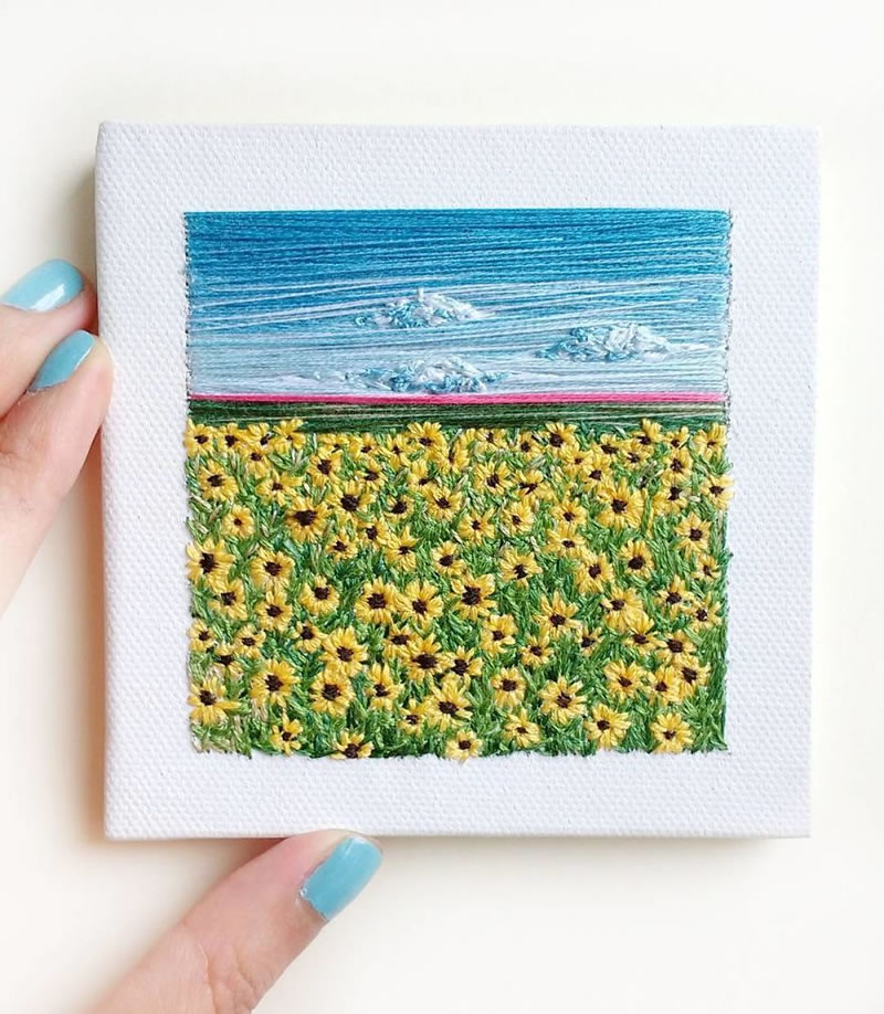 Embroidery Art Of Landscapes by Artist Carolina