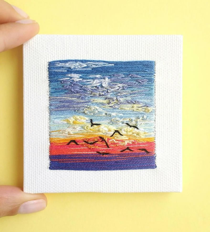 Embroidery Art Of Landscapes by Artist Carolina