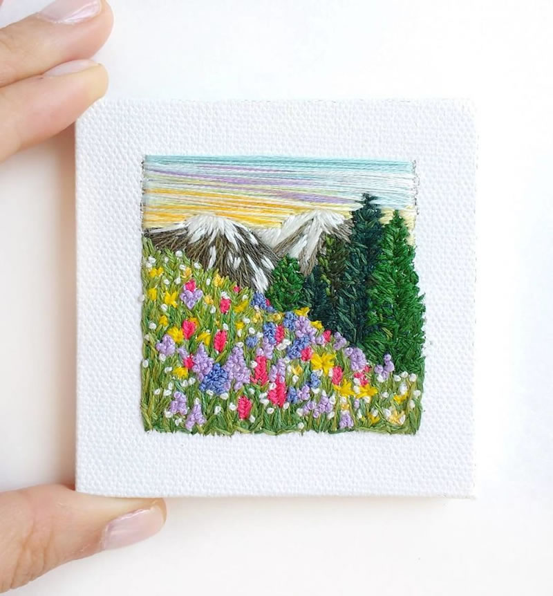 Embroidery Art Of Landscapes by Artist Carolina