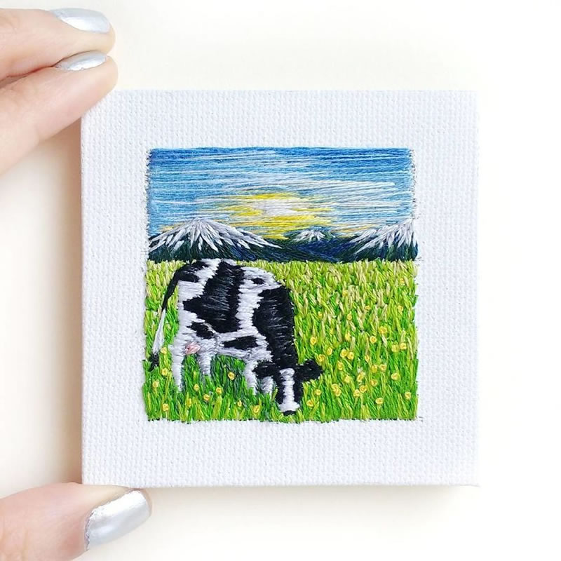 Embroidery Art Of Landscapes by Artist Carolina