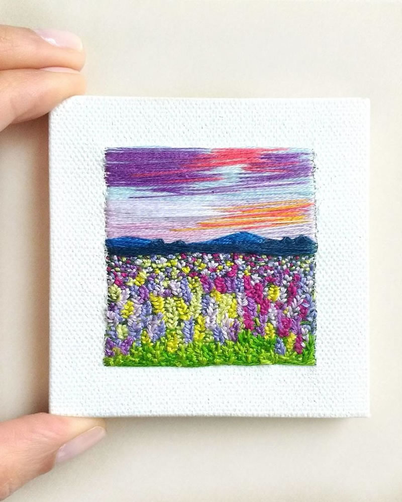 Embroidery Art Of Landscapes by Artist Carolina