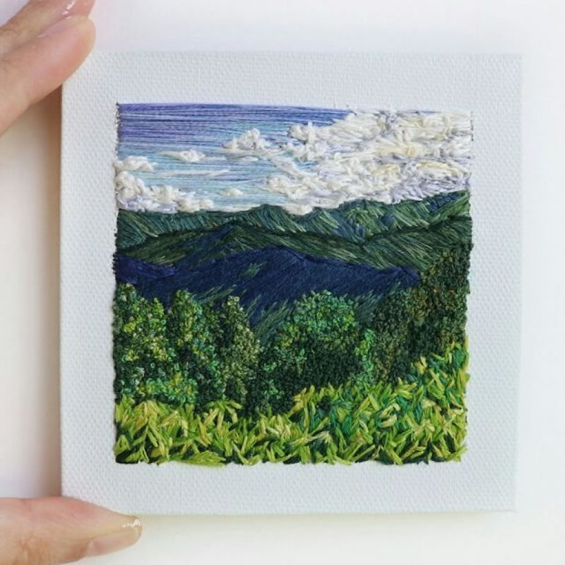 Embroidery Art Of Landscapes by Artist Carolina