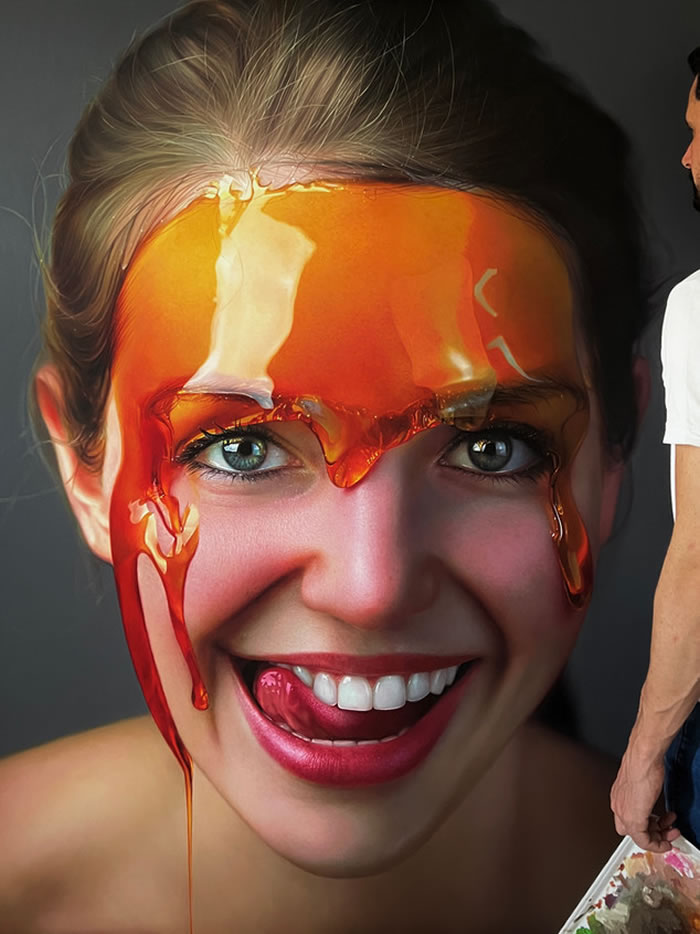 Hyper-Realistic Portraits Covered With Honey by Fabiano Millani