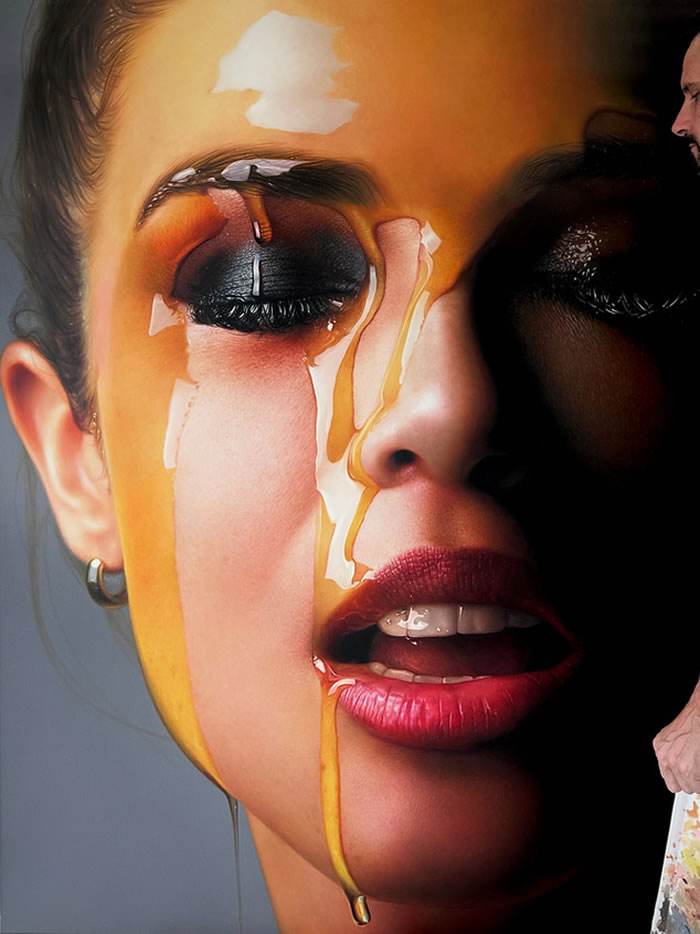 Hyper-Realistic Portraits Covered With Honey by Fabiano Millani