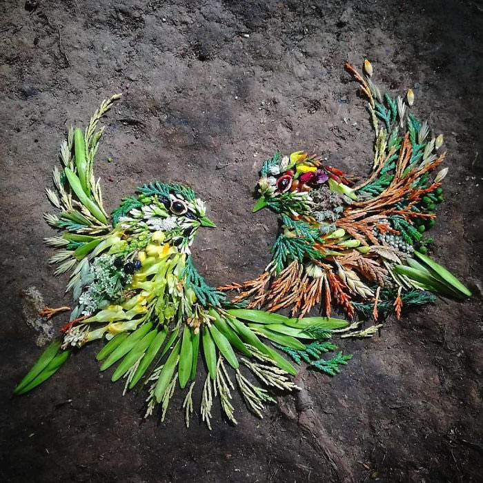 Bird Portraits Using Leaves And Flowers By Hannah Bullen-Ryner 