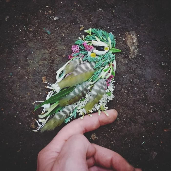 Bird Portraits Using Leaves And Flowers By Hannah Bullen-Ryner 