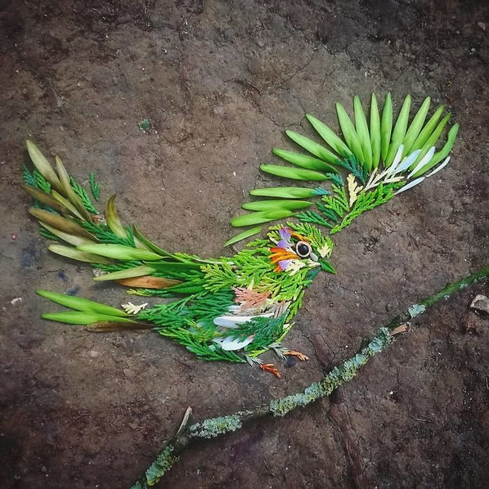 Bird Portraits Using Leaves And Flowers By Hannah Bullen-Ryner 