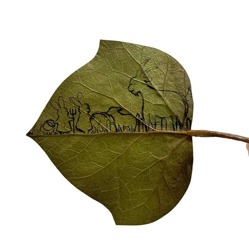 Delicate Scenes On Leaves By Lito