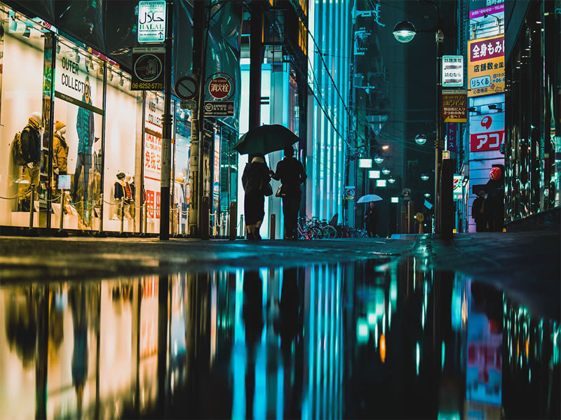 Reflective Rainy Nights Of Osaka By Omi Kim