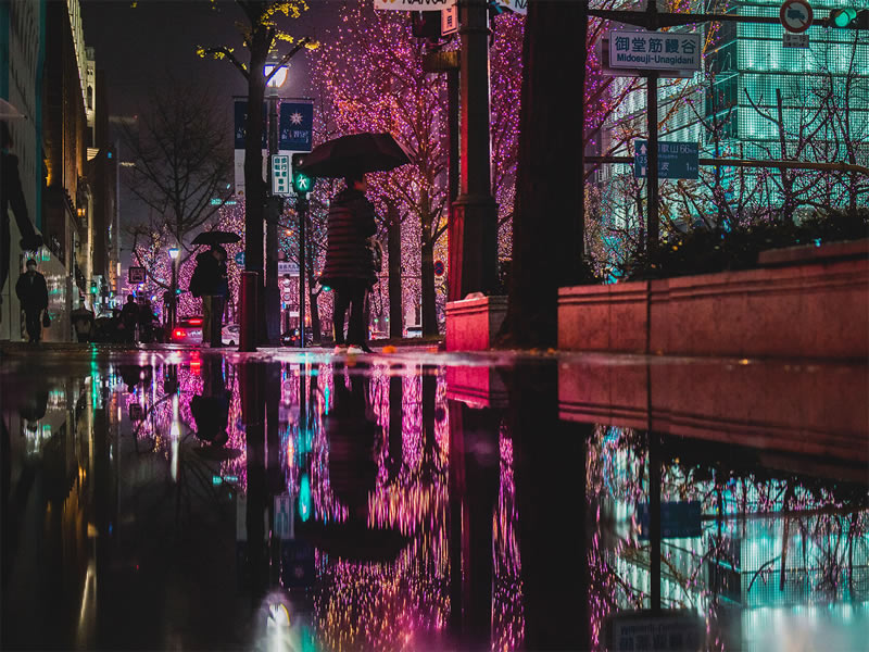 Reflective Rainy Nights Of Osaka By Omi Kim