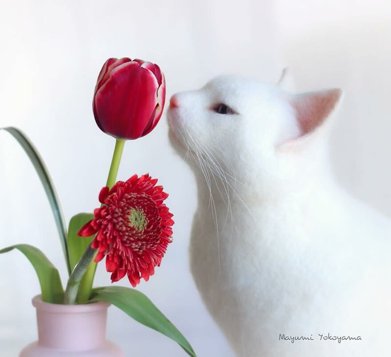 Realistic Cats With Felt Wool By Mayumi Yamamoto