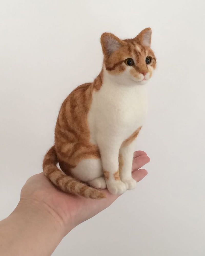 Realistic Cats With Felt Wool By Mayumi Yamamoto