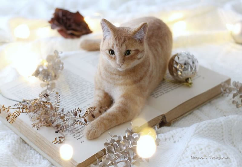 Realistic Cats With Felt Wool By Mayumi Yamamoto