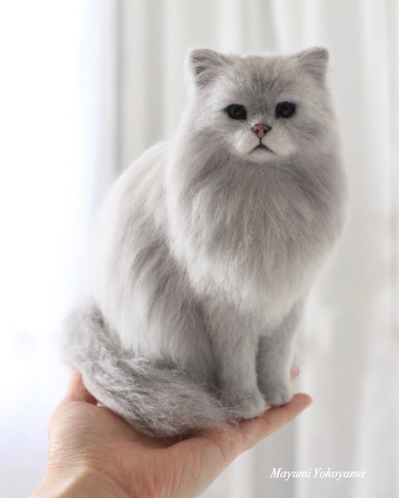 Realistic Cats With Felt Wool By Mayumi Yamamoto