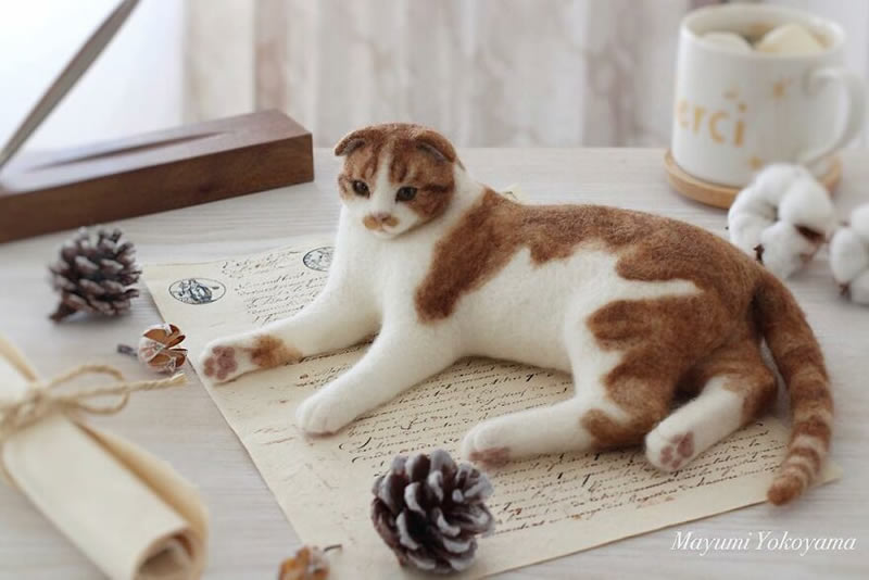 Realistic Cats With Felt Wool By Mayumi Yamamoto