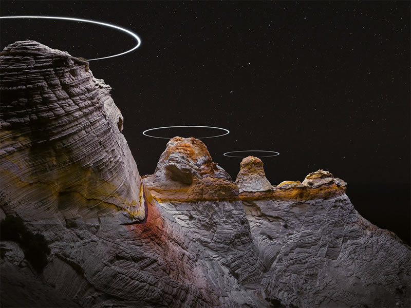 Landscape Photos By Attaching LED Lights To Drones By Reuben Wu