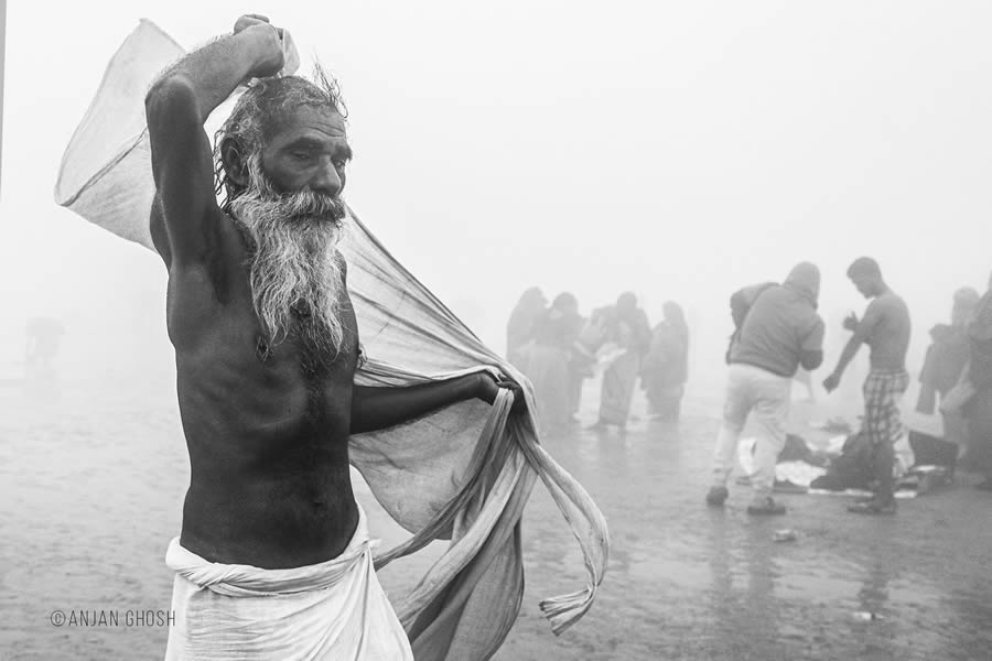 Ganges River Makar Sankranti by Anjan Ghosh