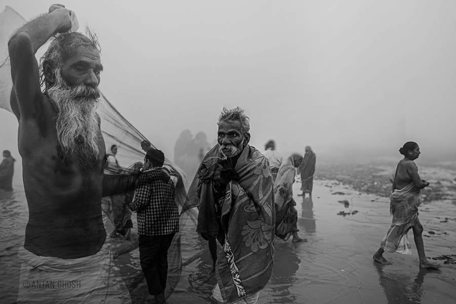 Ganges River Makar Sankranti by Anjan Ghosh