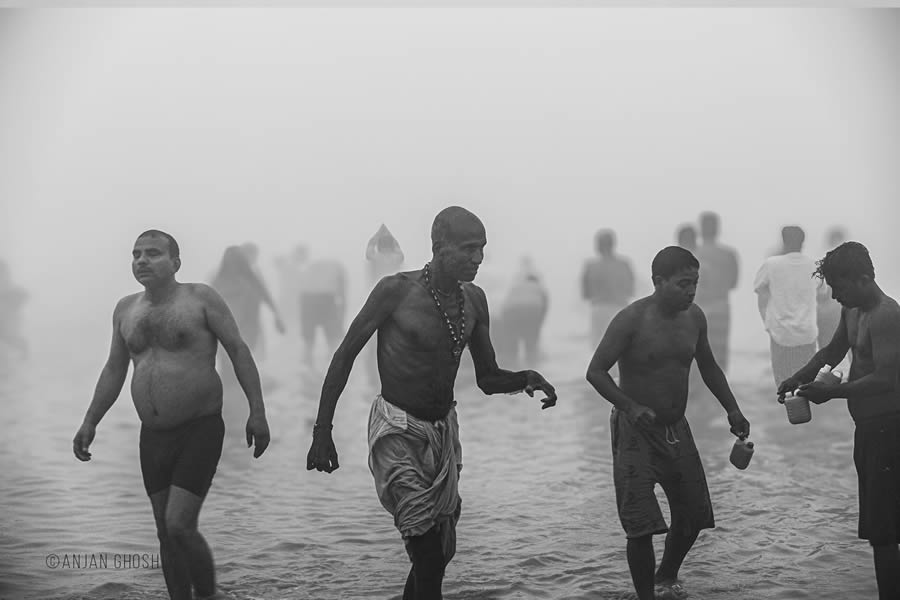 Ganges River Makar Sankranti by Anjan Ghosh