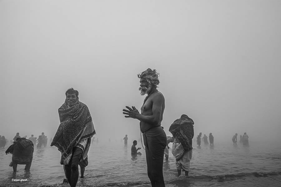 Ganges River Makar Sankranti by Anjan Ghosh