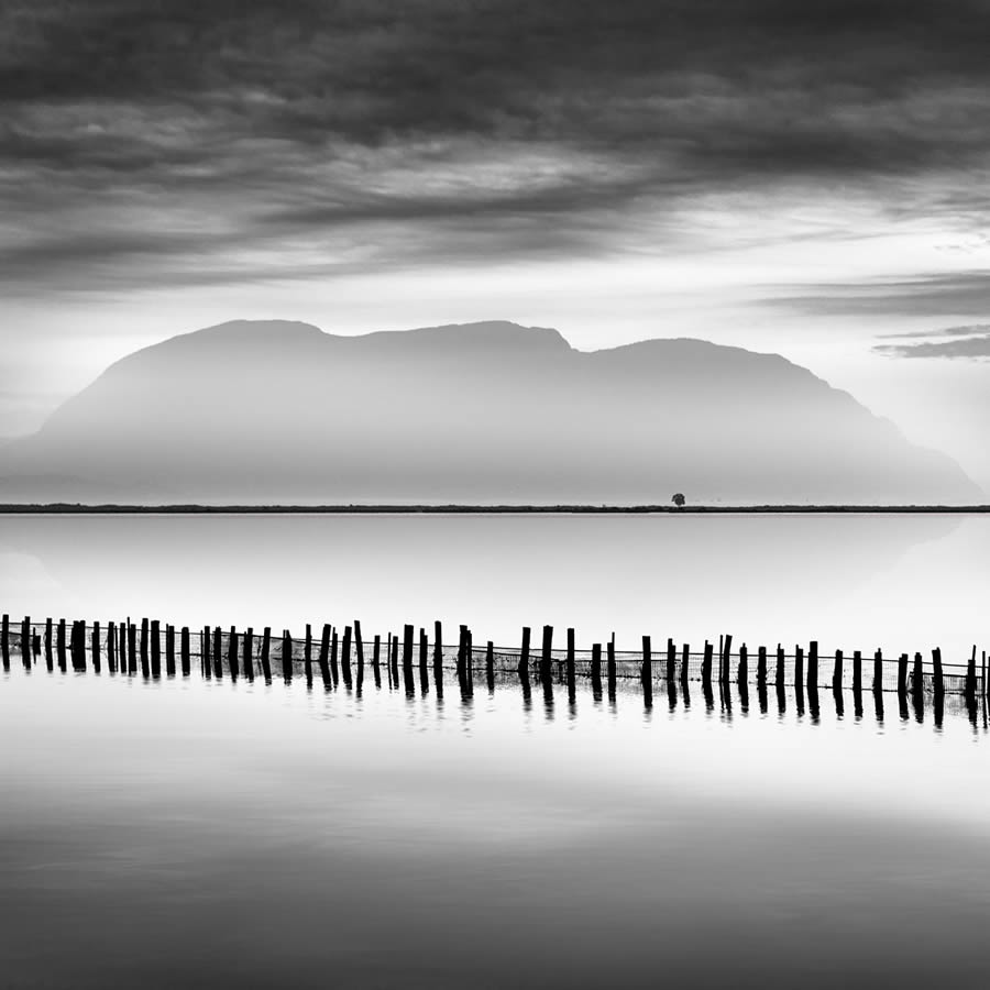 Mesolongi Lagoon Black and White Landscapes by George Digalakis