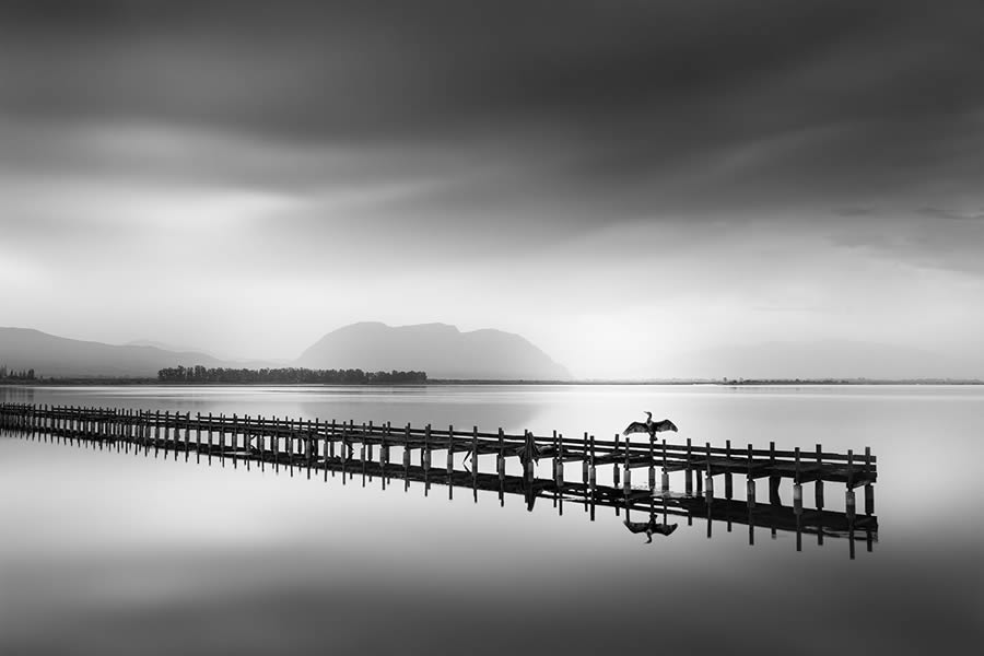 Mesolongi Lagoon Black and White Landscapes by George Digalakis