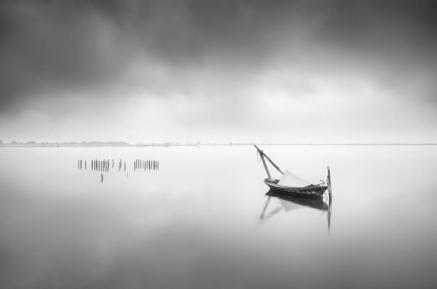 Mesolongi Lagoon Black and White Landscapes by George Digalakis