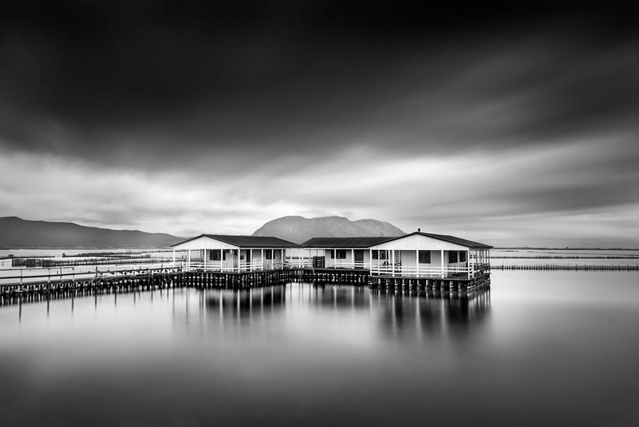 Mesolongi Lagoon Black and White Landscapes by George Digalakis