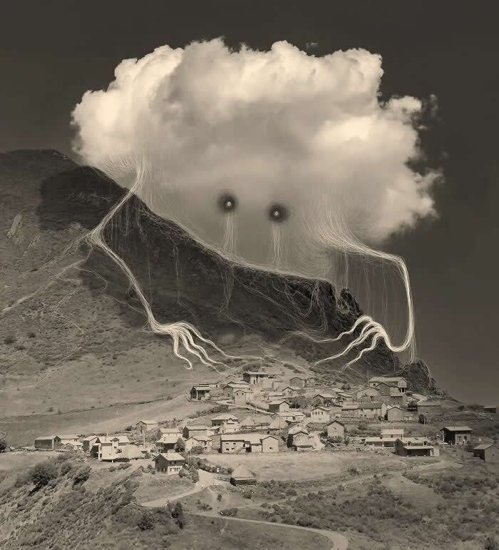 Serene Landscapes with Hauntingly Beautiful Cloud Illustrations by Vorja Sanchez